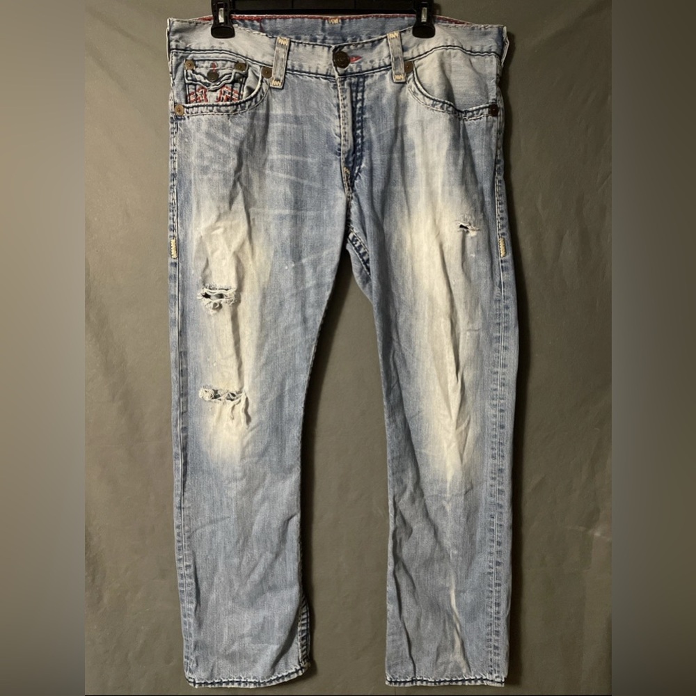 True Religion Ricky Super T Jeans Mens Size 40 Thick Stitch Made in USA*